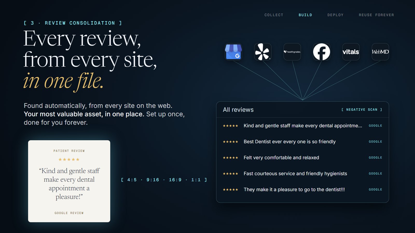 Every review, from every site, in one file.