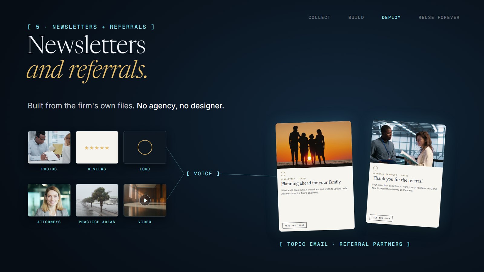 Newsletters and referrals.
